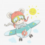 Estor enrollable fotográfico Personajes infantiles - oso bebe aviador