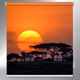 Rojo-paisaje-Serengueti-atardecer-estores-impresión digital-personalizado-a-medida