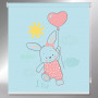 conejo-fondo-azul-Estor enrollable fotográfico Personajes infantiles - conejo con globo