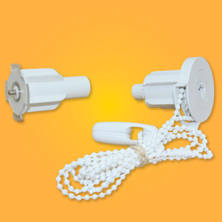 Juego de mecanismos cadena y contera T-43mm para estores enrollables blanco