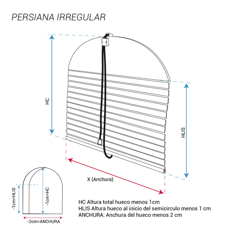Medidas persiana montante semicircular